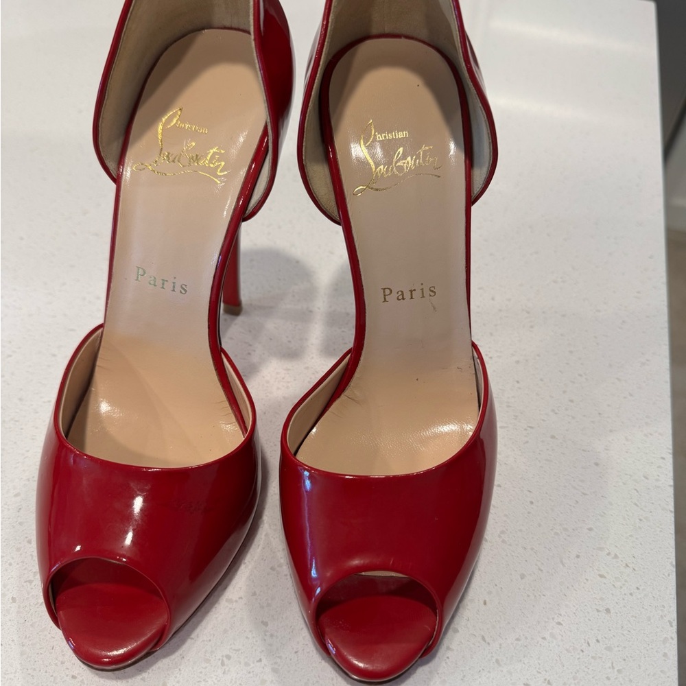 Christian Louboutin Red Peep-Toe Heels